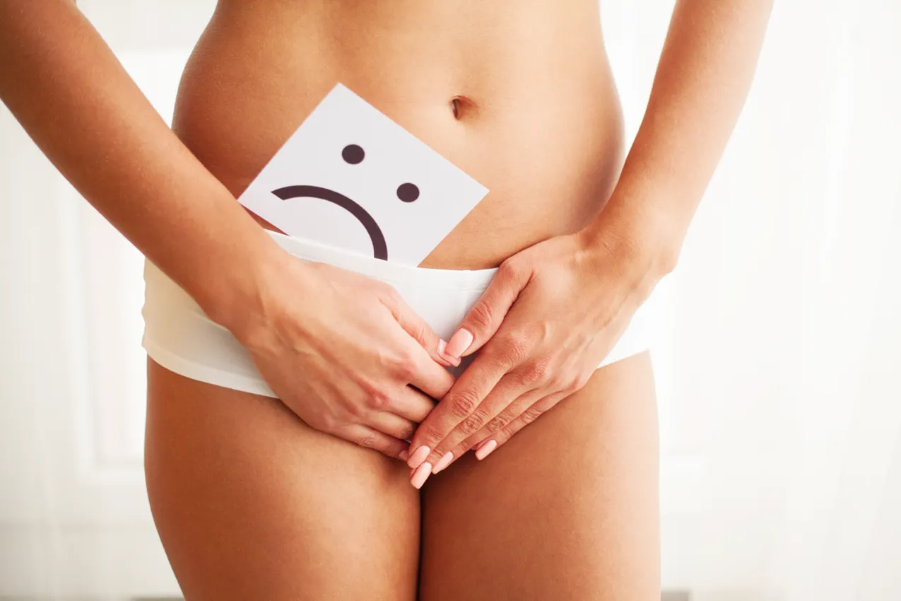 underwear and unhappy face 