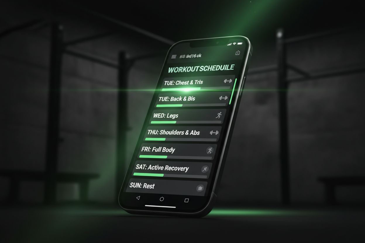 A weekly workout schedule on a phone