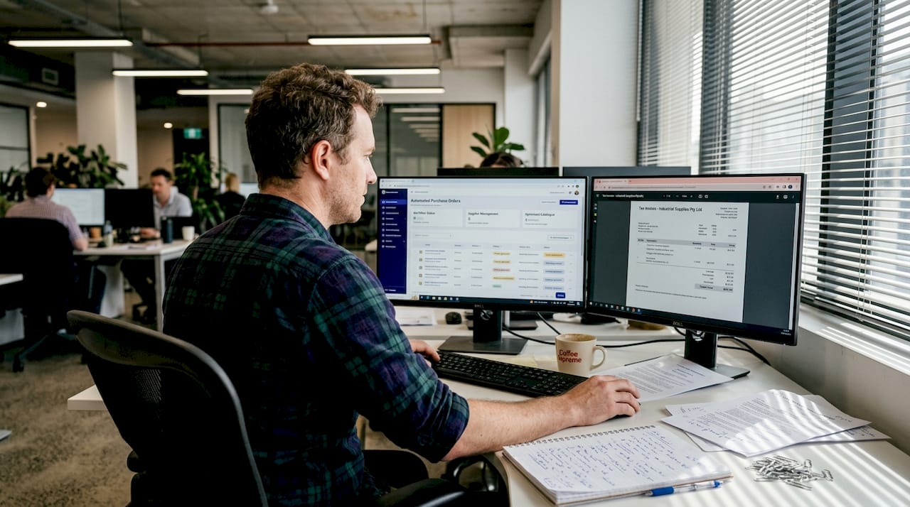 Specialist reviews B2B platform workflow dashboard