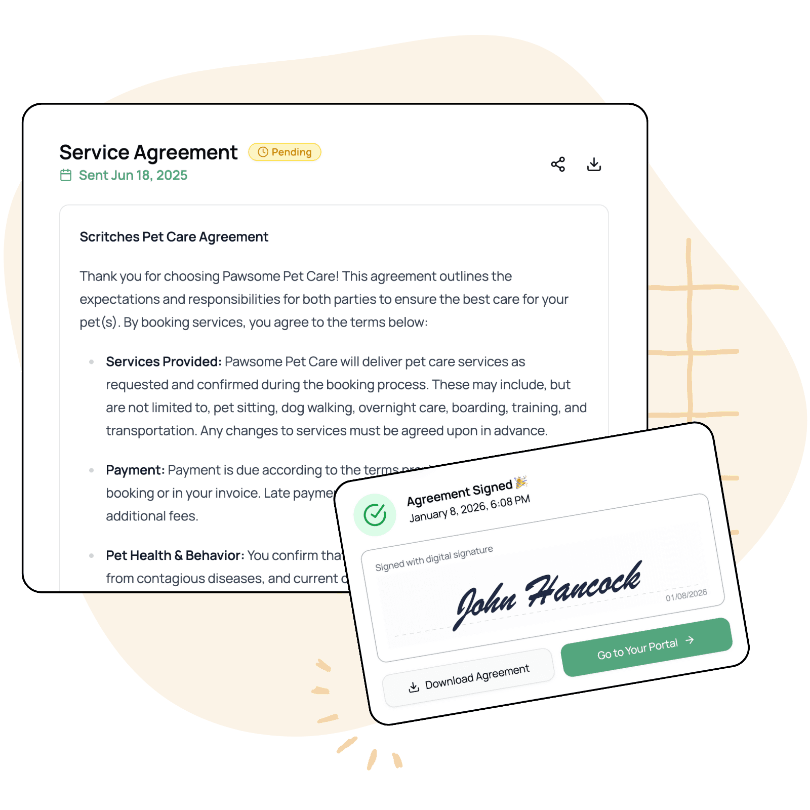 Digital agreements keep a logged record of signatures for compliance