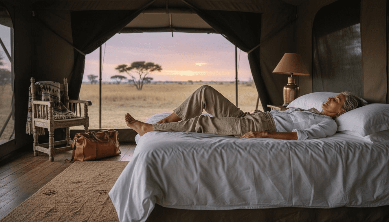 Ambiance raffinée au cœur d’une tente safari