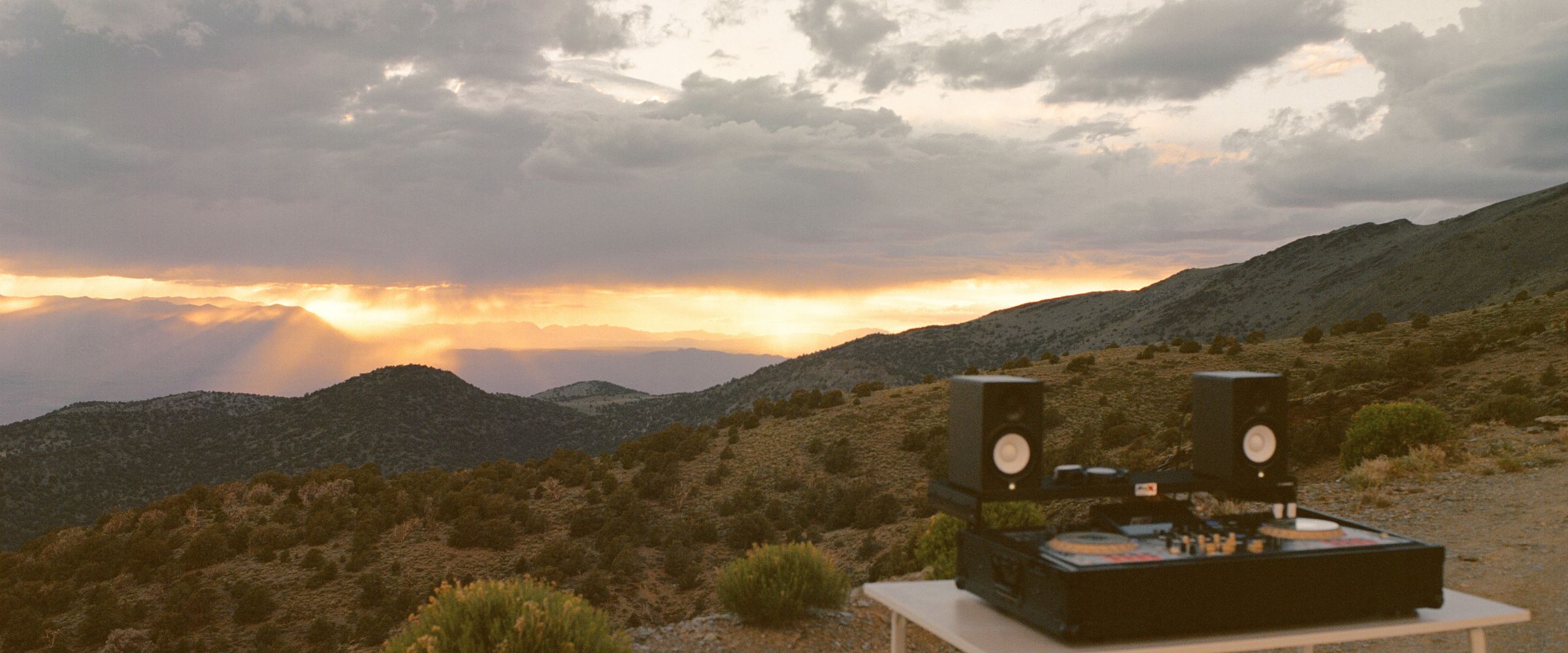 Milestone Wedding DJ sound system on a ridge in the Sierra Nevada, California