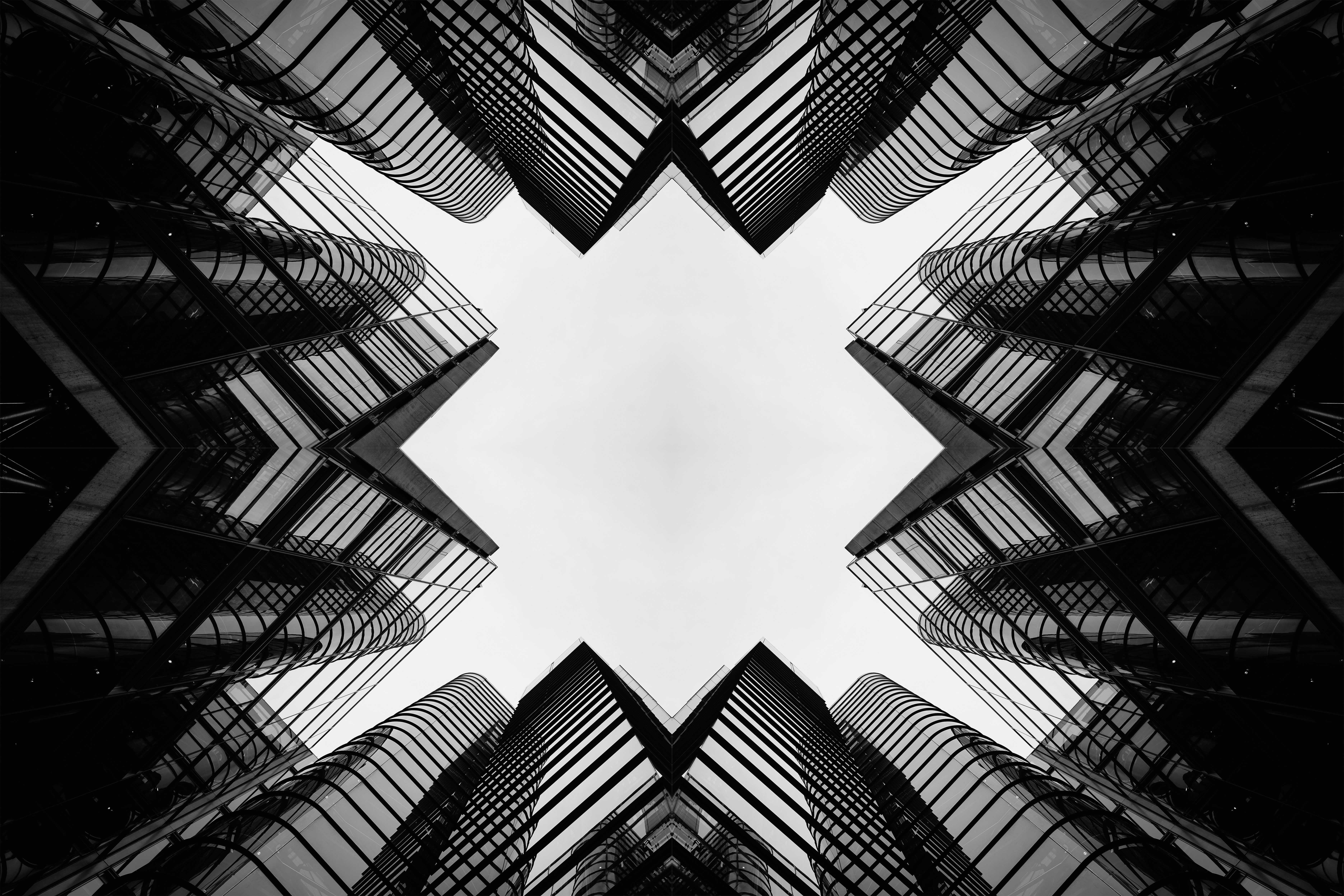 Symmetrical abstract pattern of modern buildings