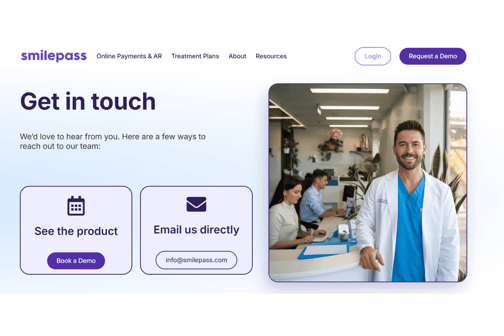 Book a Demo Page on Smilepass Website