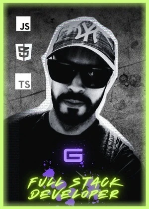 Portrait stylisé de G, développeur full-stack chez Digit-ID, expert en JavaScript, TypeScript, HTML et CSS.