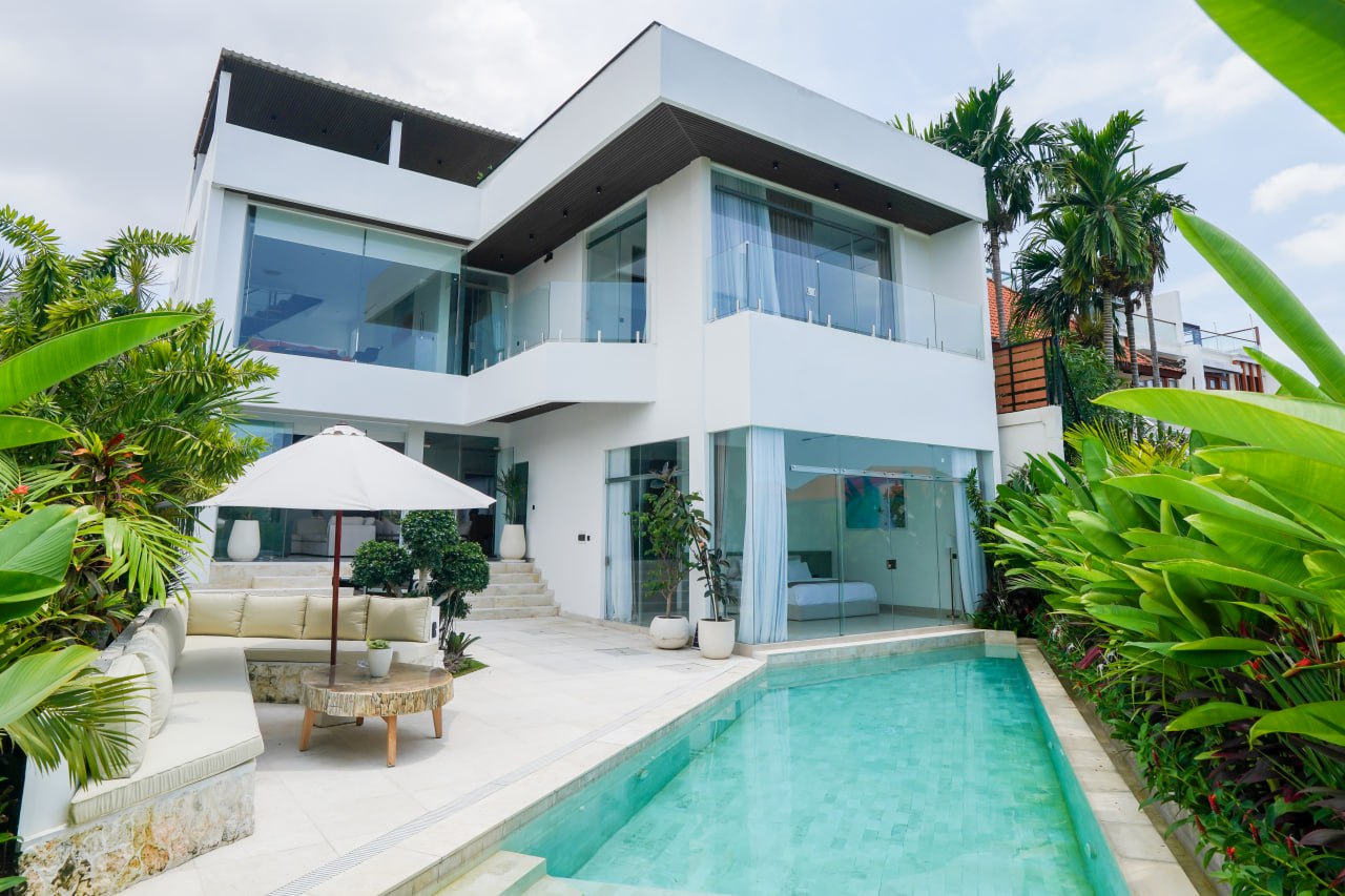 A completed 5-bedroom villa in Canggu, set in a quiet cul-de-sac location for maximum privacy