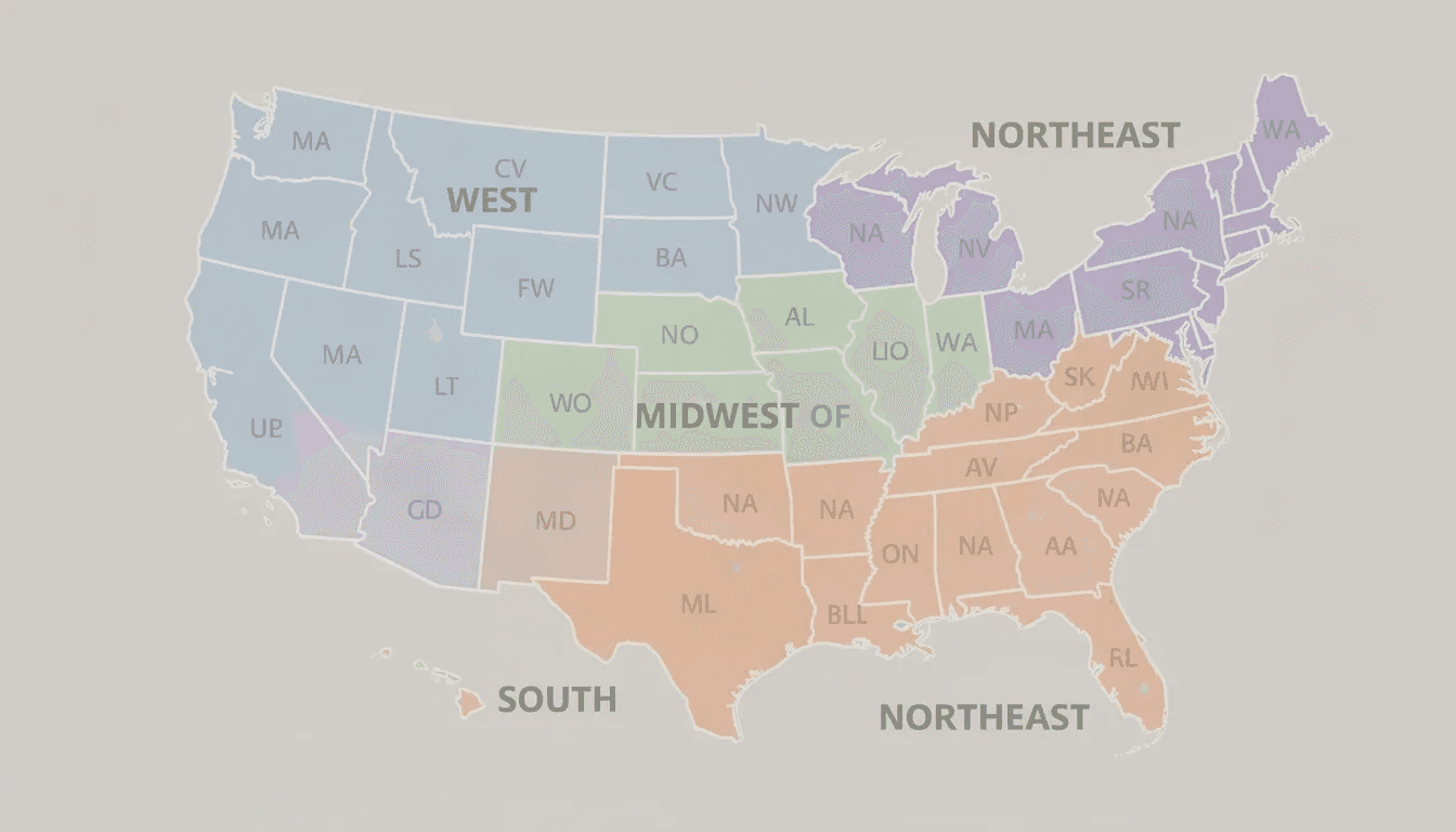 The image depicts a map of the United States with certain regions highlighted, indicating areas that may have varying estate and inheritance tax laws. This visual representation could help users understand the different state estate taxes and federal estate tax exemptions applicable across the country.