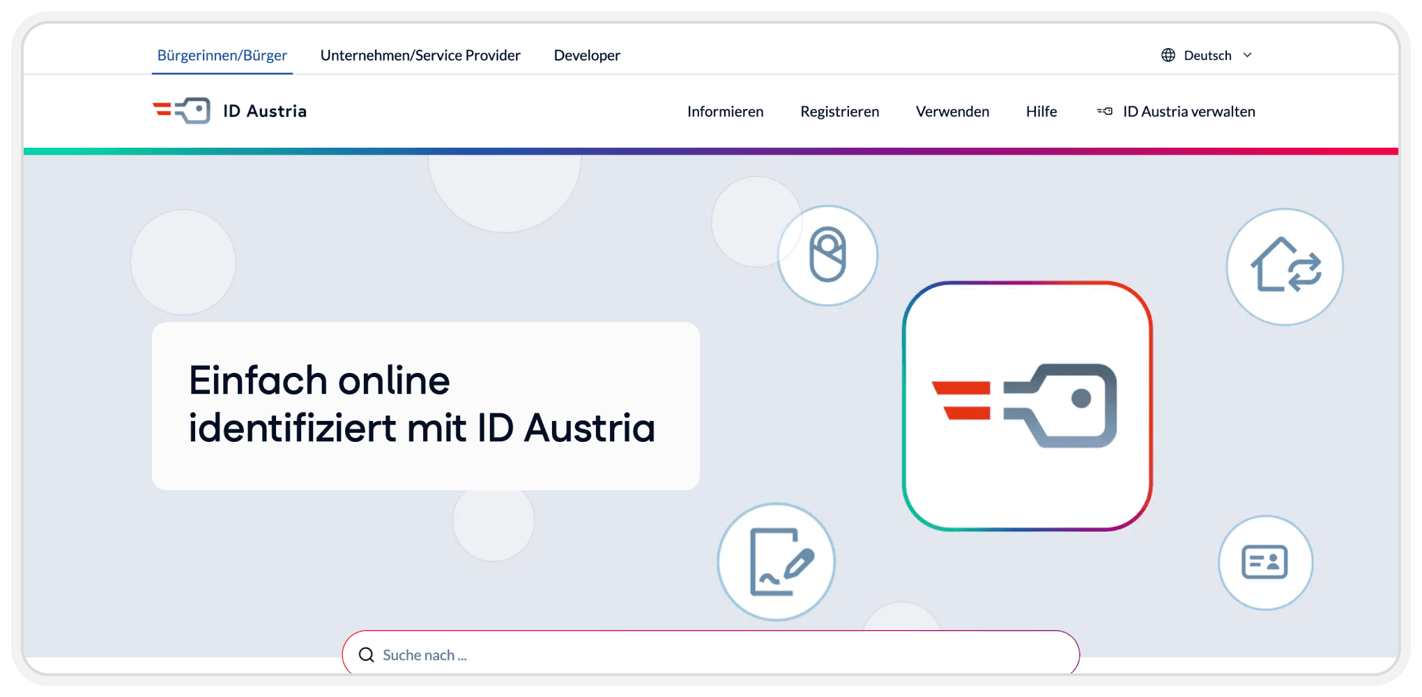 Auszug von der Startseite der Website von ID-Austria.