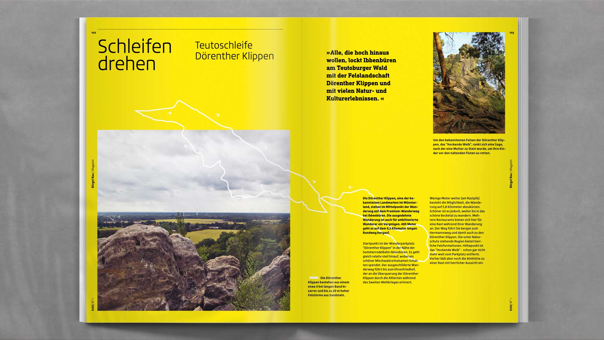 Layout mit Mitarbeiterporträts und regionalen Einblicken – zeigt die persönliche Seite des Bauunternehmens Börgel und stärkt das Employer Branding.