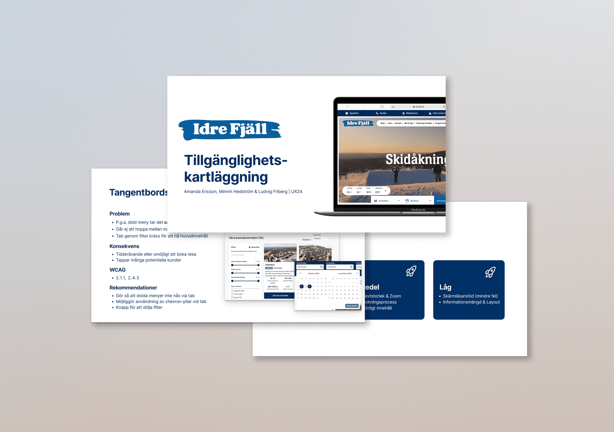 Screenshots from our accessibility report for Idre Fjäll
