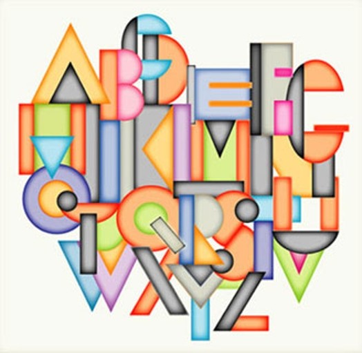An image showing a colored alphabet where the letters are tied together.