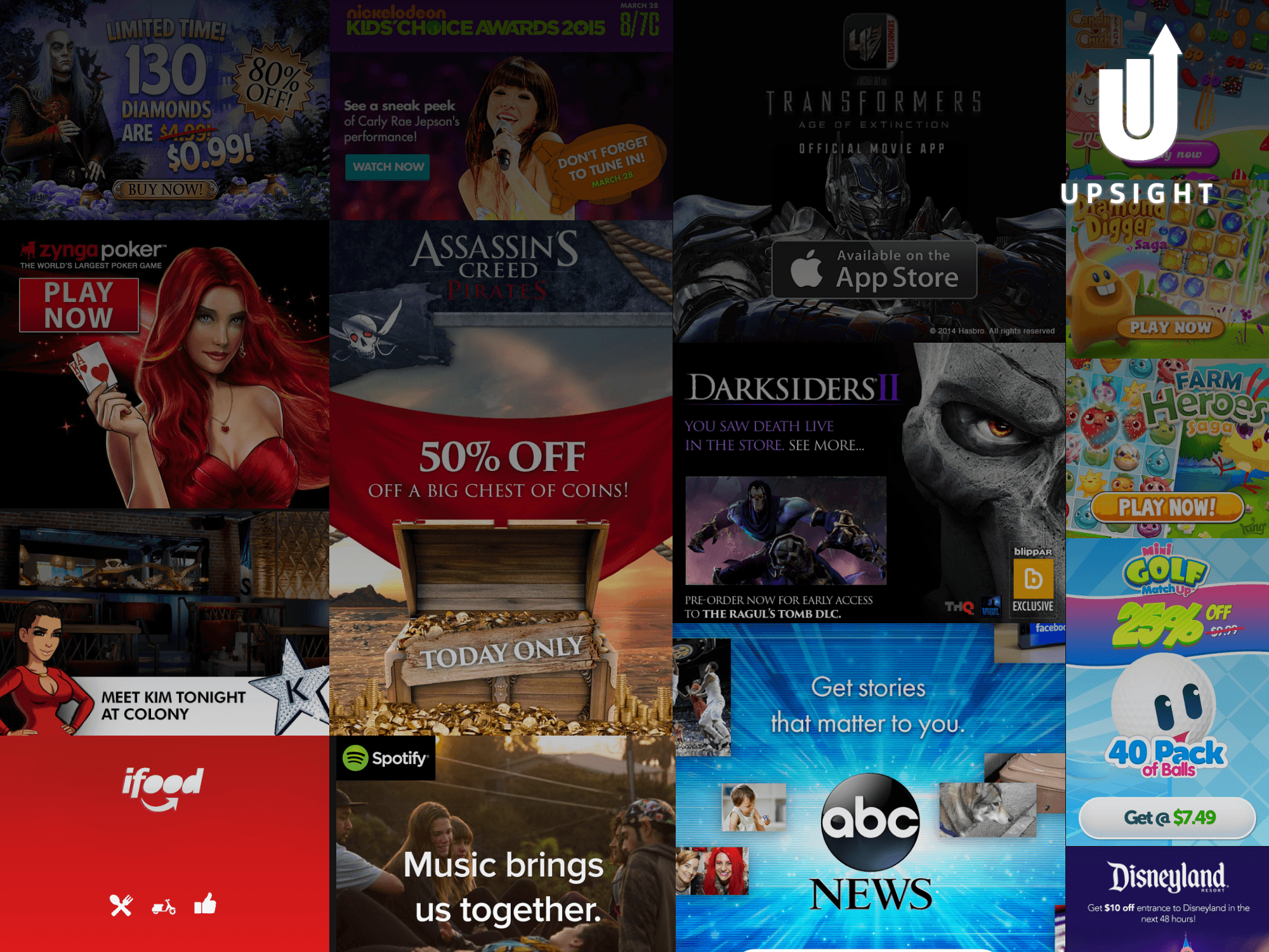 Grid of ad creatives done at Upsight