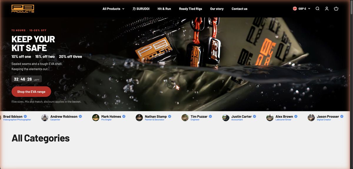 PB Products website