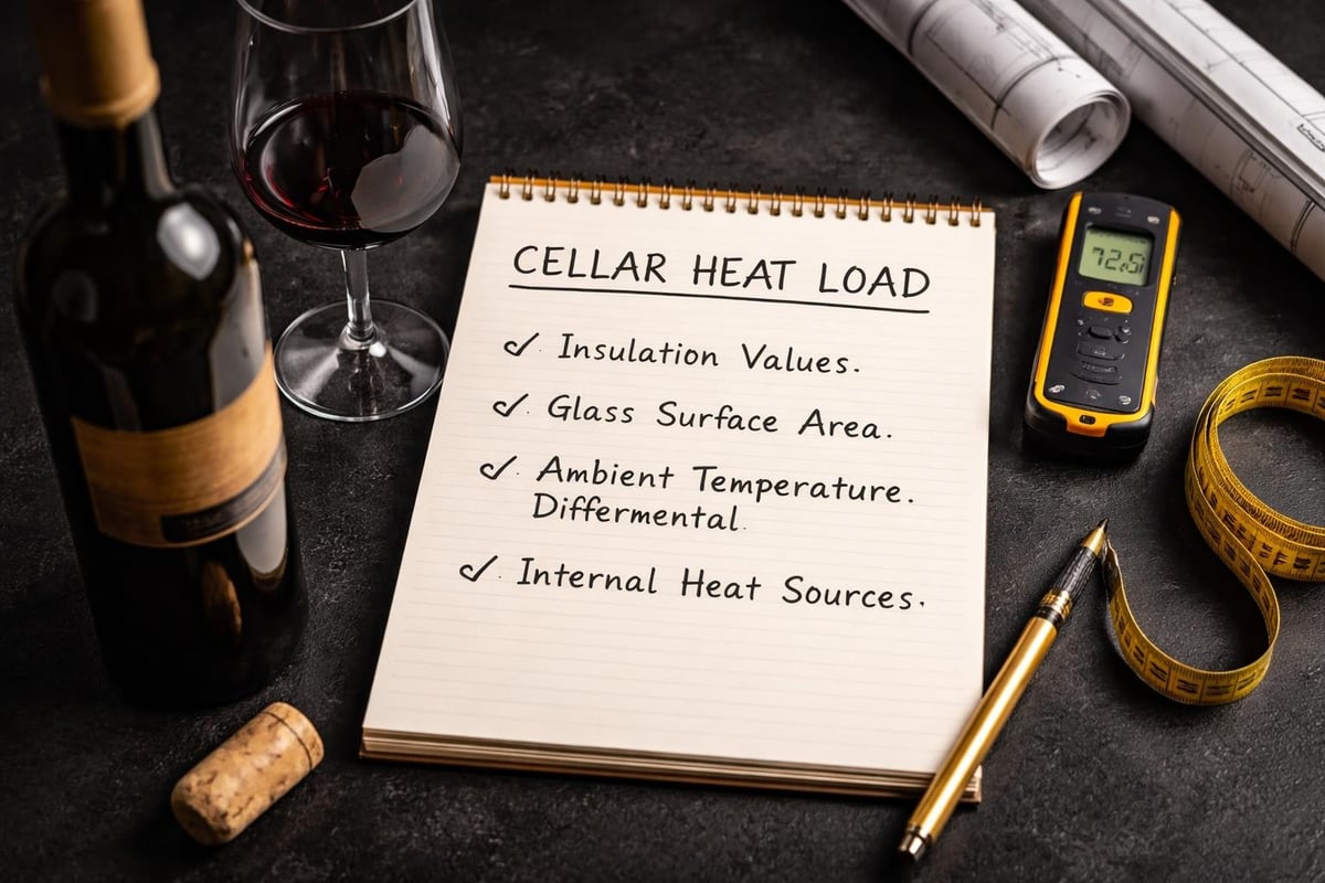 Thermal load factors in wine cellars