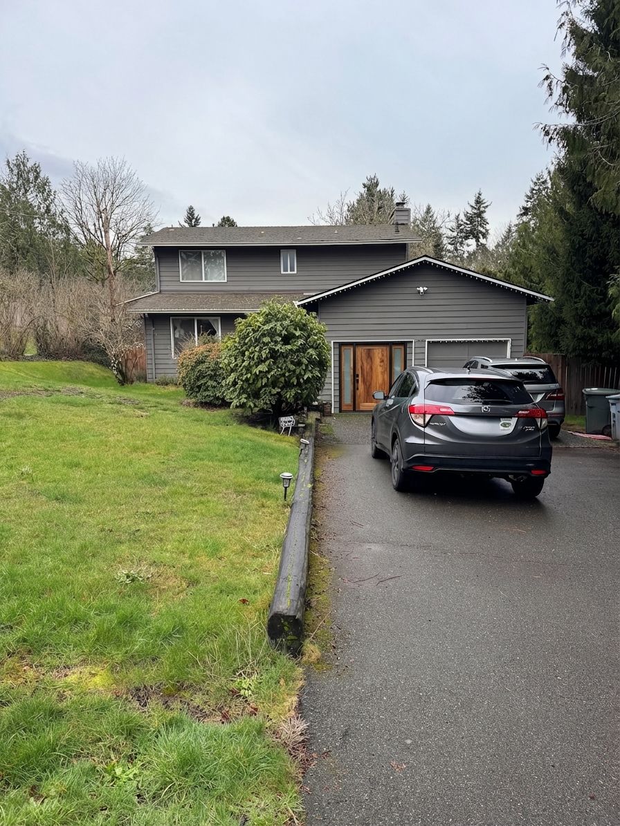 Natural wood front door with glass sidelights designed by AI visualization