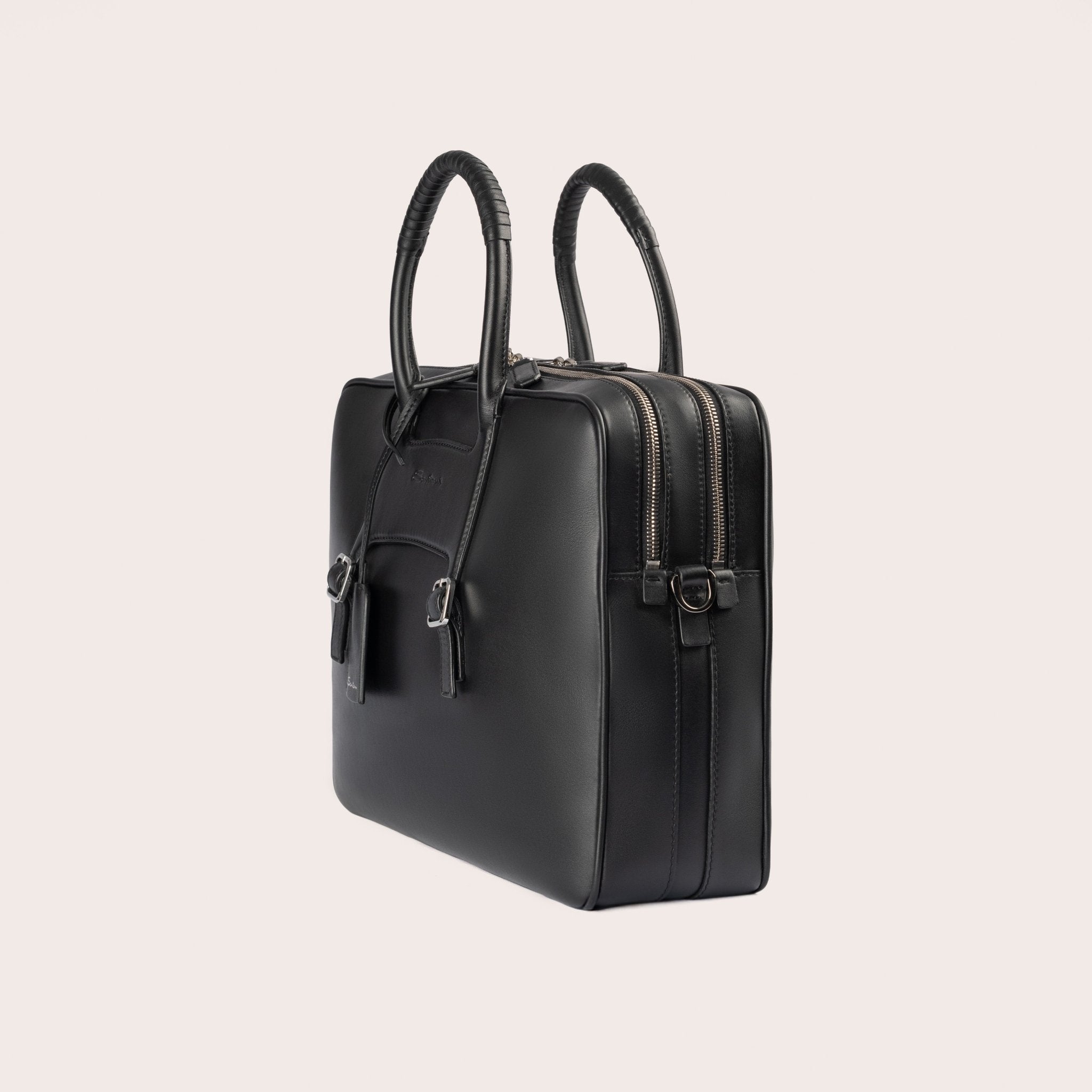 Black embossed leather briefcase - Mandelli UK