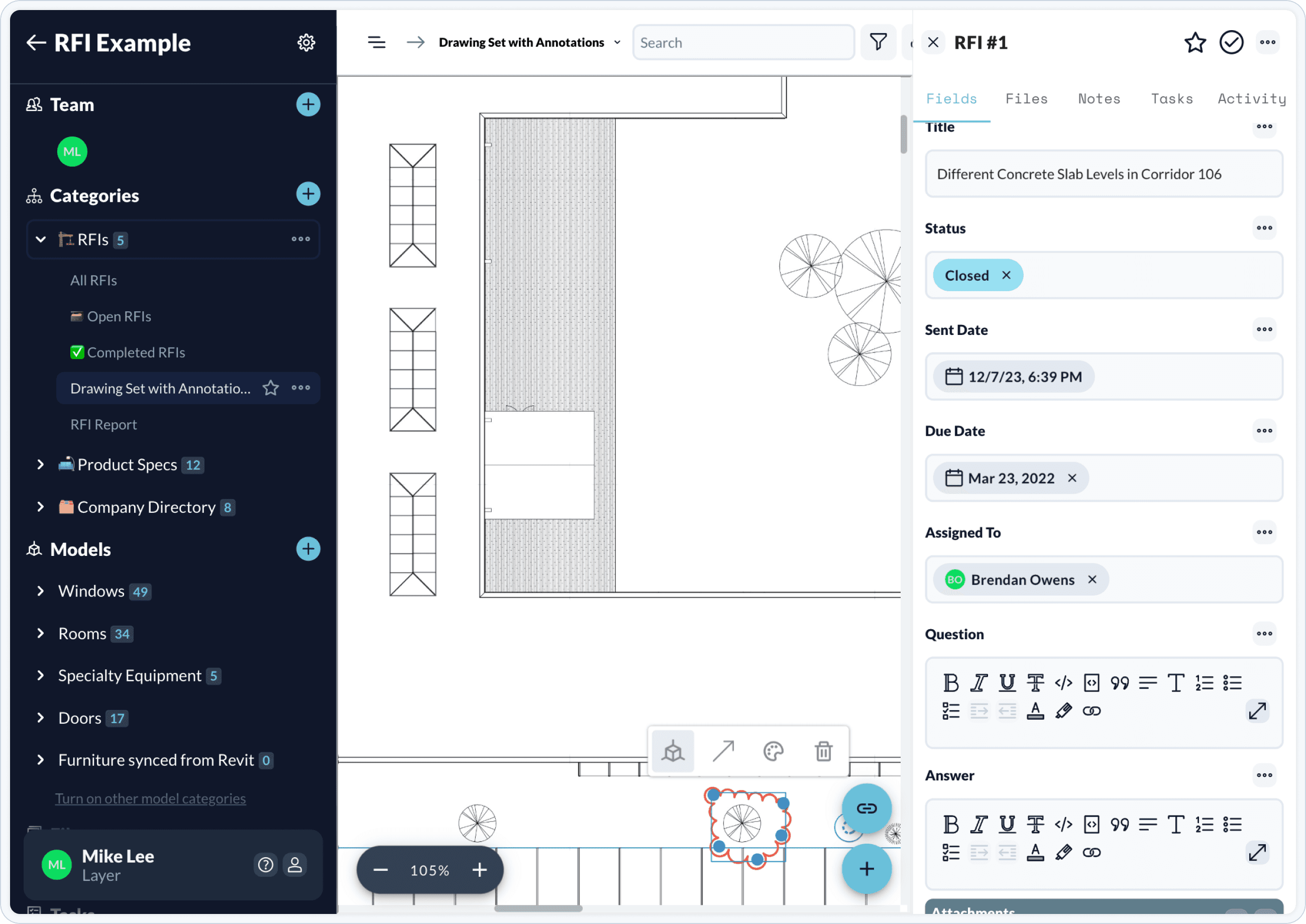 locate rfis on your floorplan