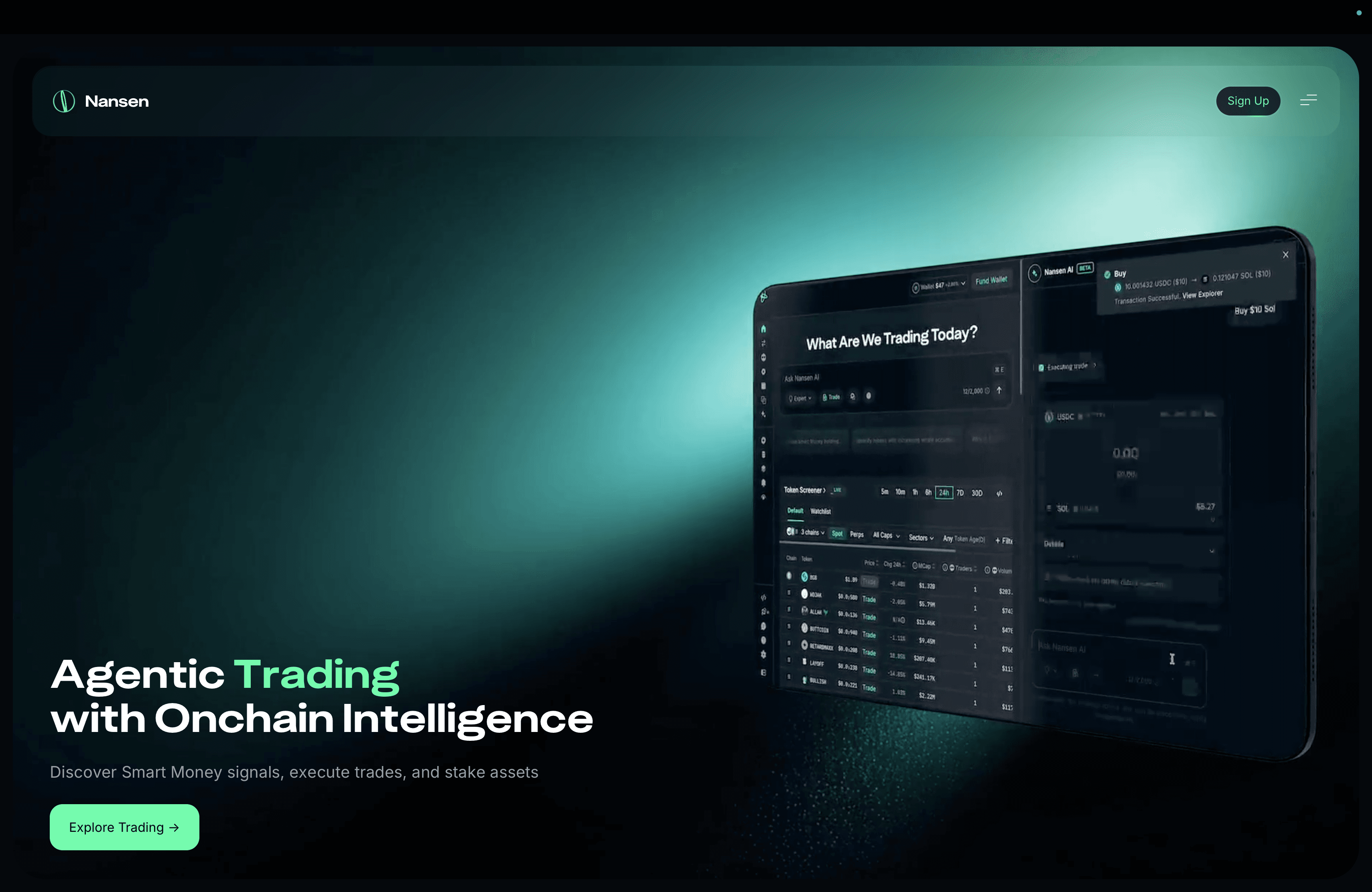 Nansen crypto wallet analytics platform homepage