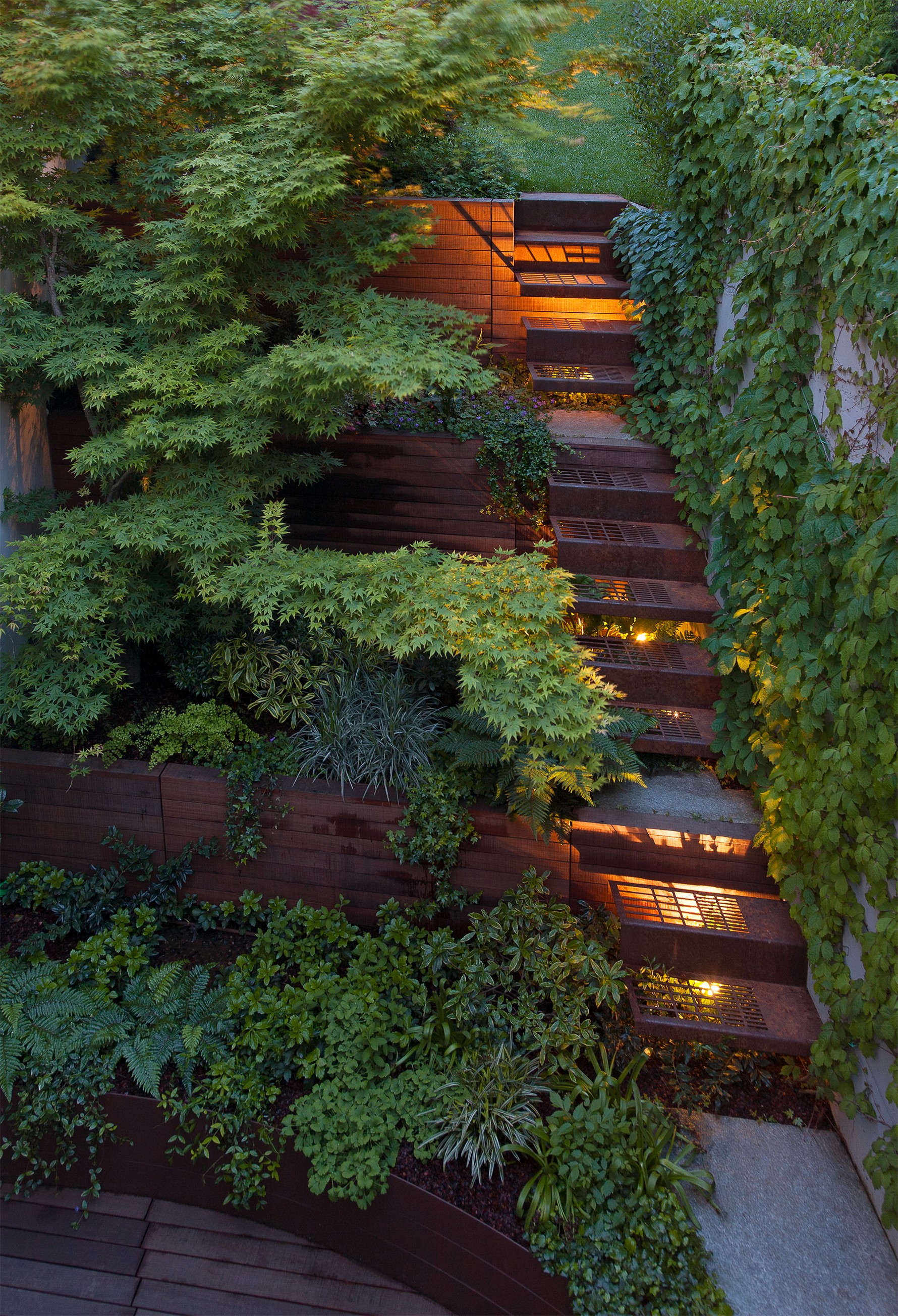 giardino invernale corten illuminazione