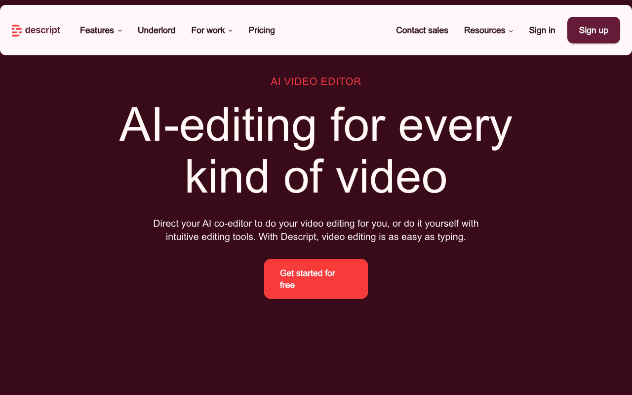 Descript екранна снимка