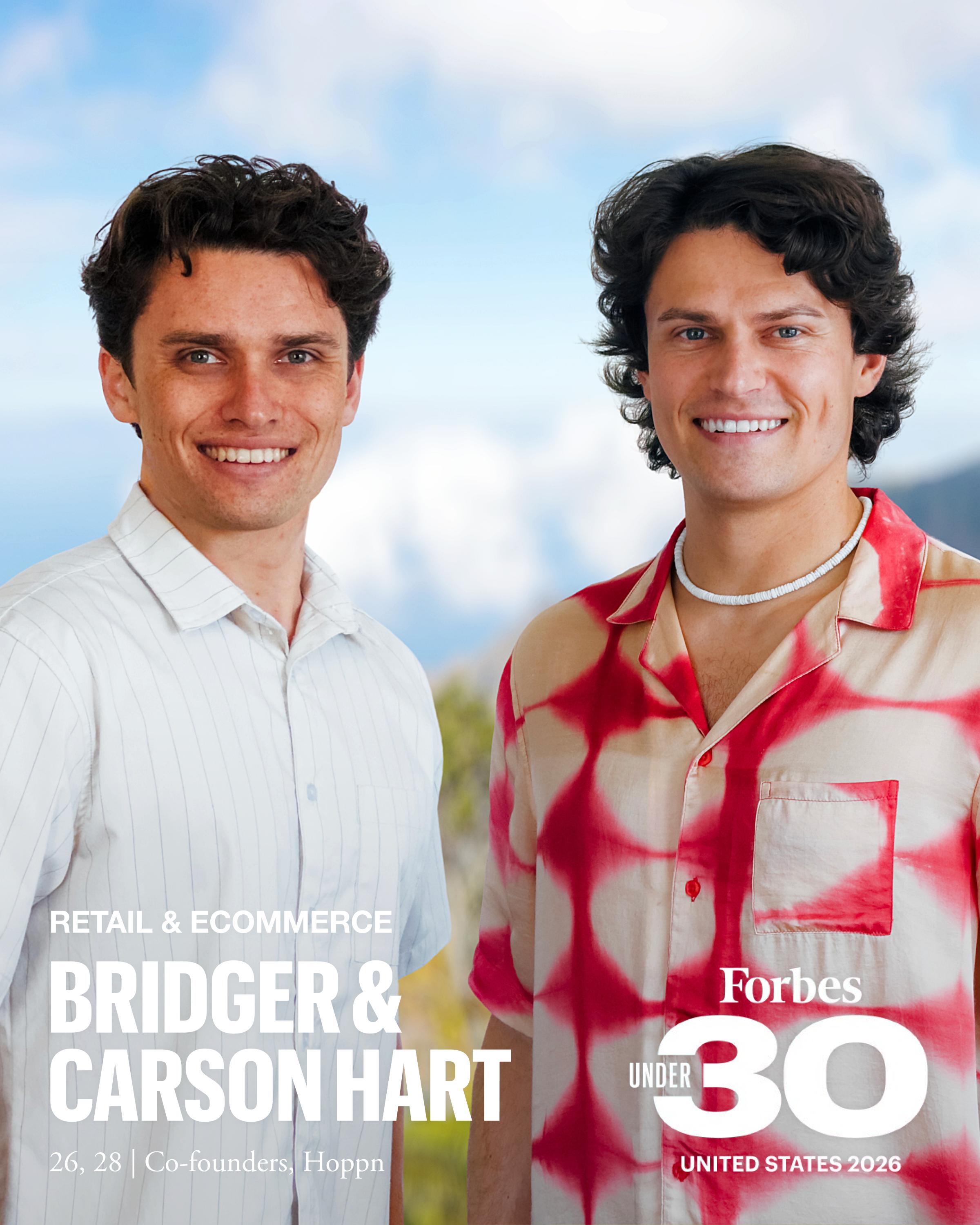 Forbes 30 Under 30 2026 Hoppn Retail & Ecommerce Bridger Hart & Carson Hart