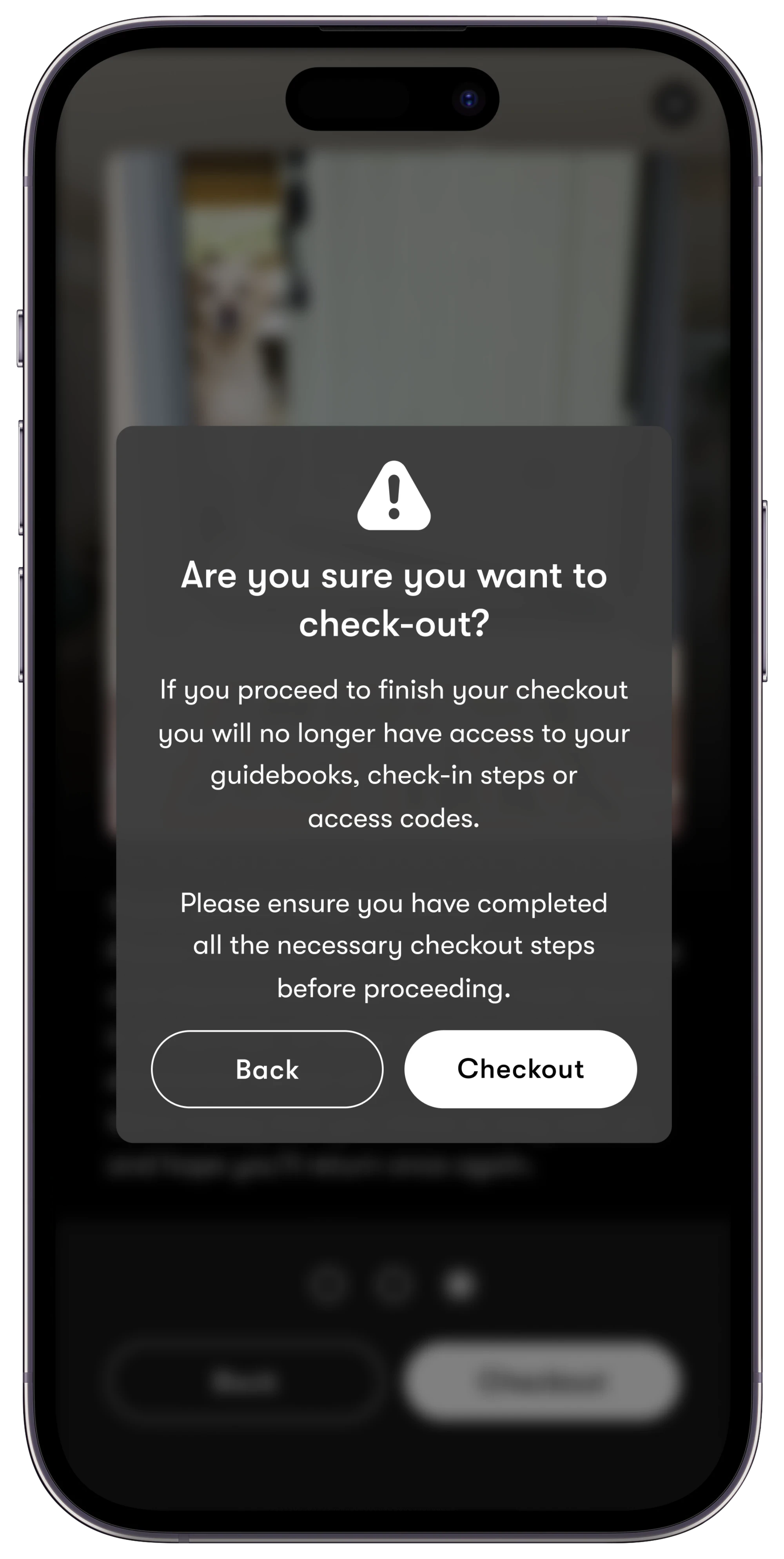 Checkout Warning Screen