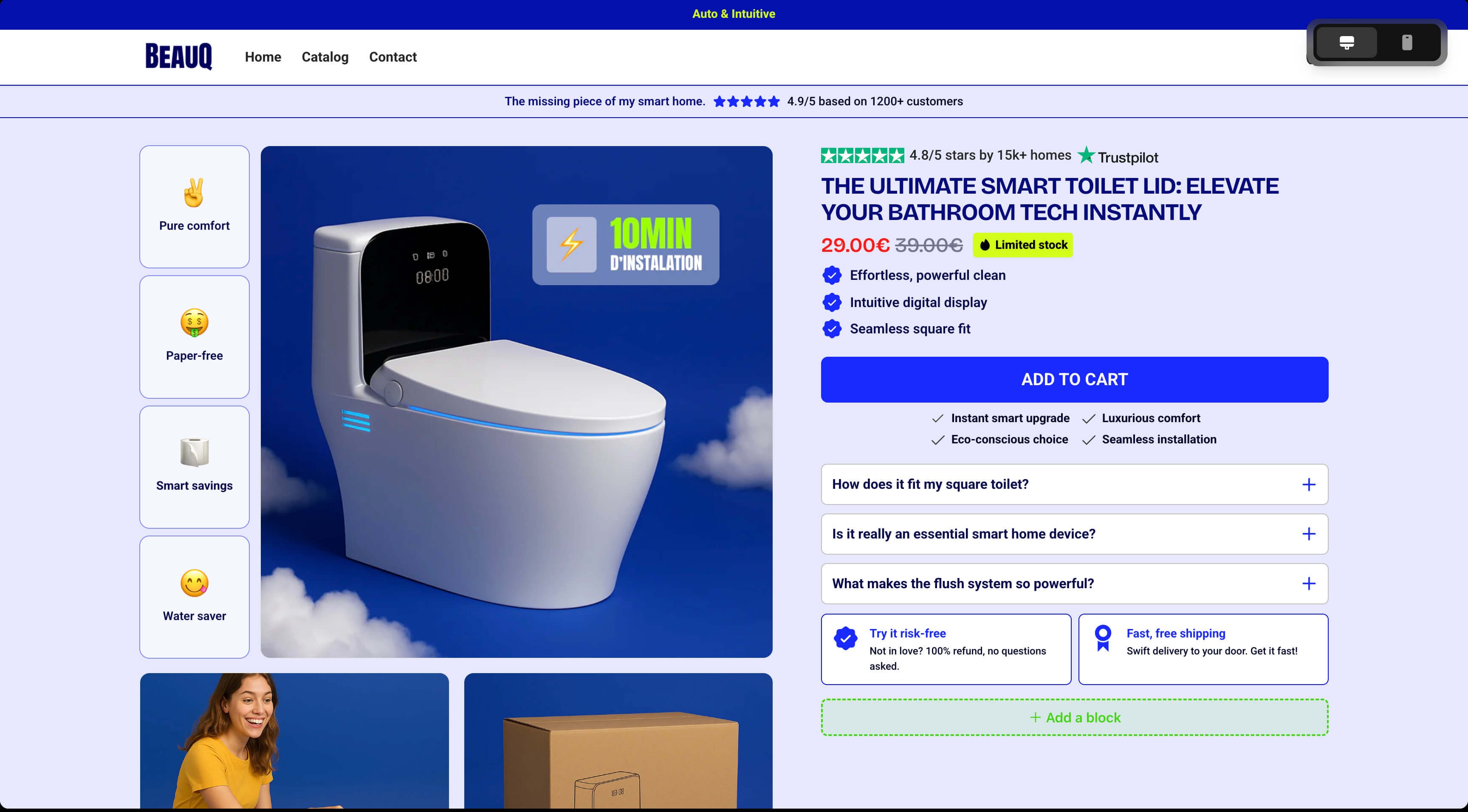 Example of a Dropmagic AI-generated store — unique design with persona-based copy
