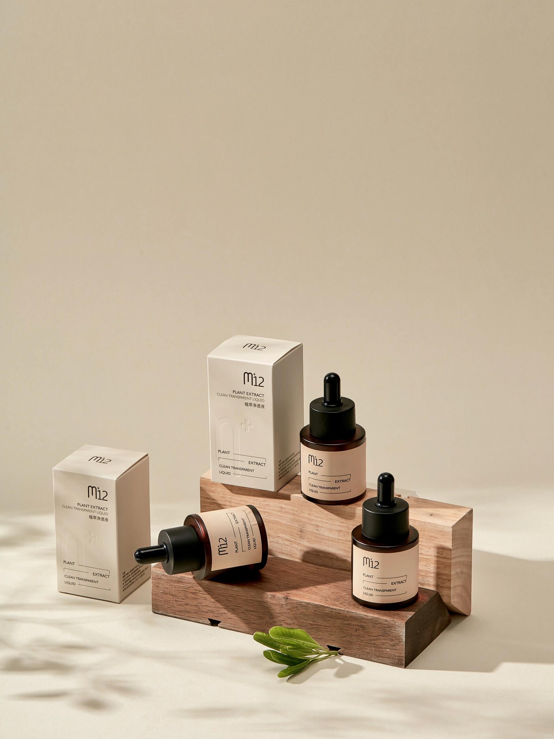 Skincare serum packaging display photography by Lefty Studio