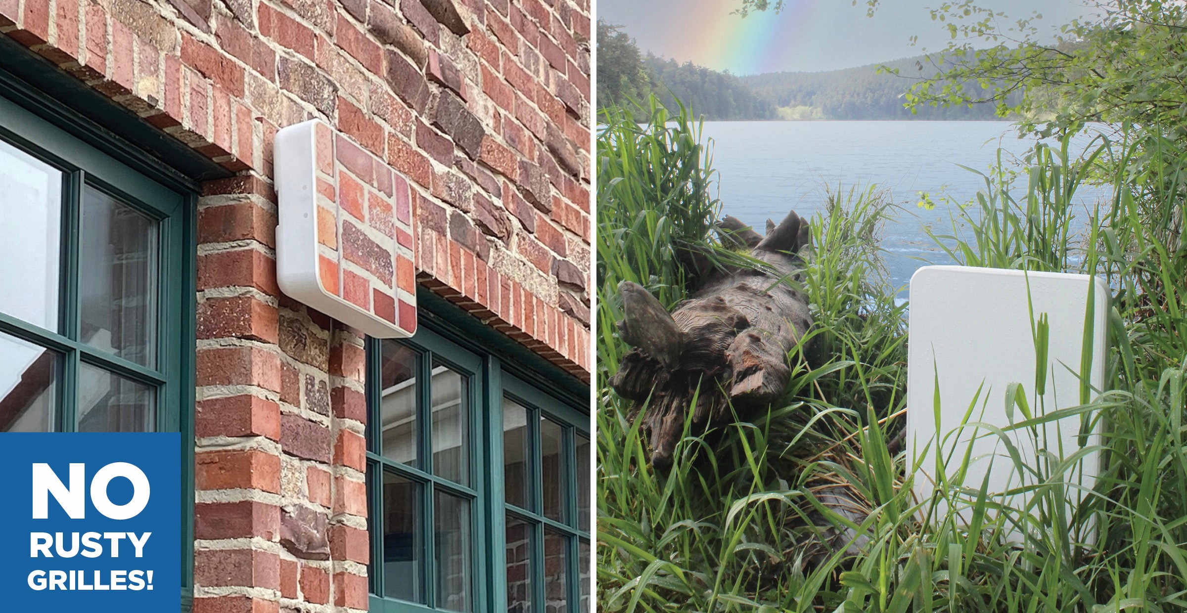 Speakers on brick and by water