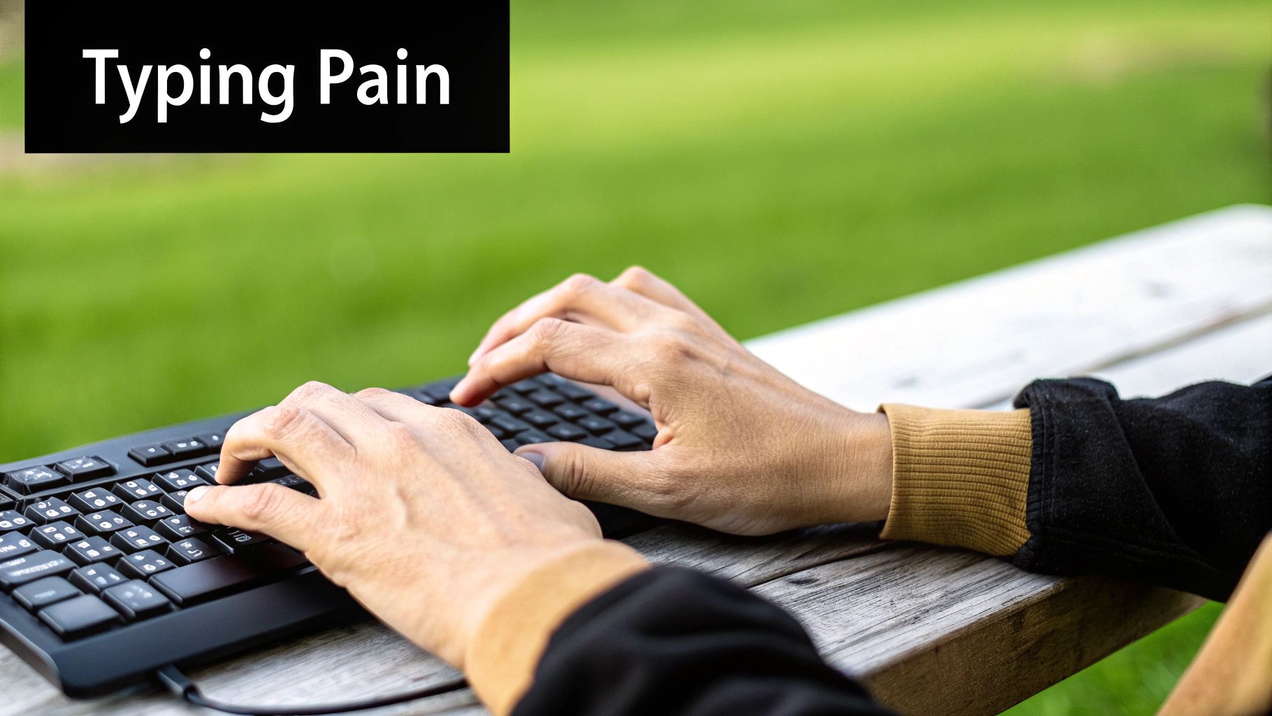 Image of a person typing on a keyboard. 