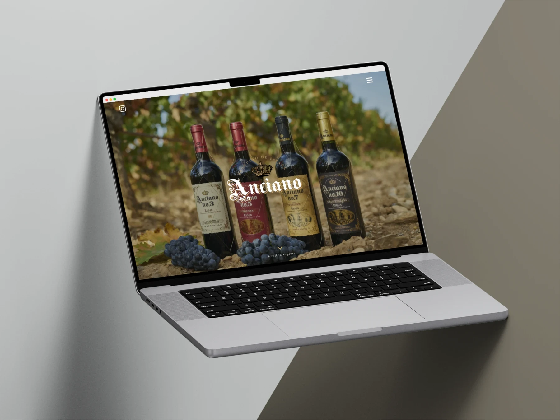 Anciano wine website mockup