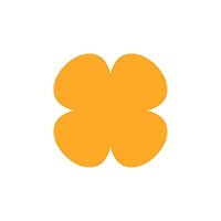 Orange clover-like graphic on a white background.