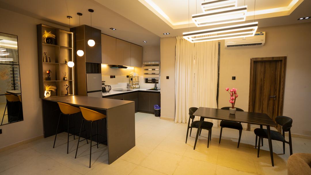 Comfortable sittting room at Urban Suites, two-bedroom serviced apartment in Surulere, Lagos