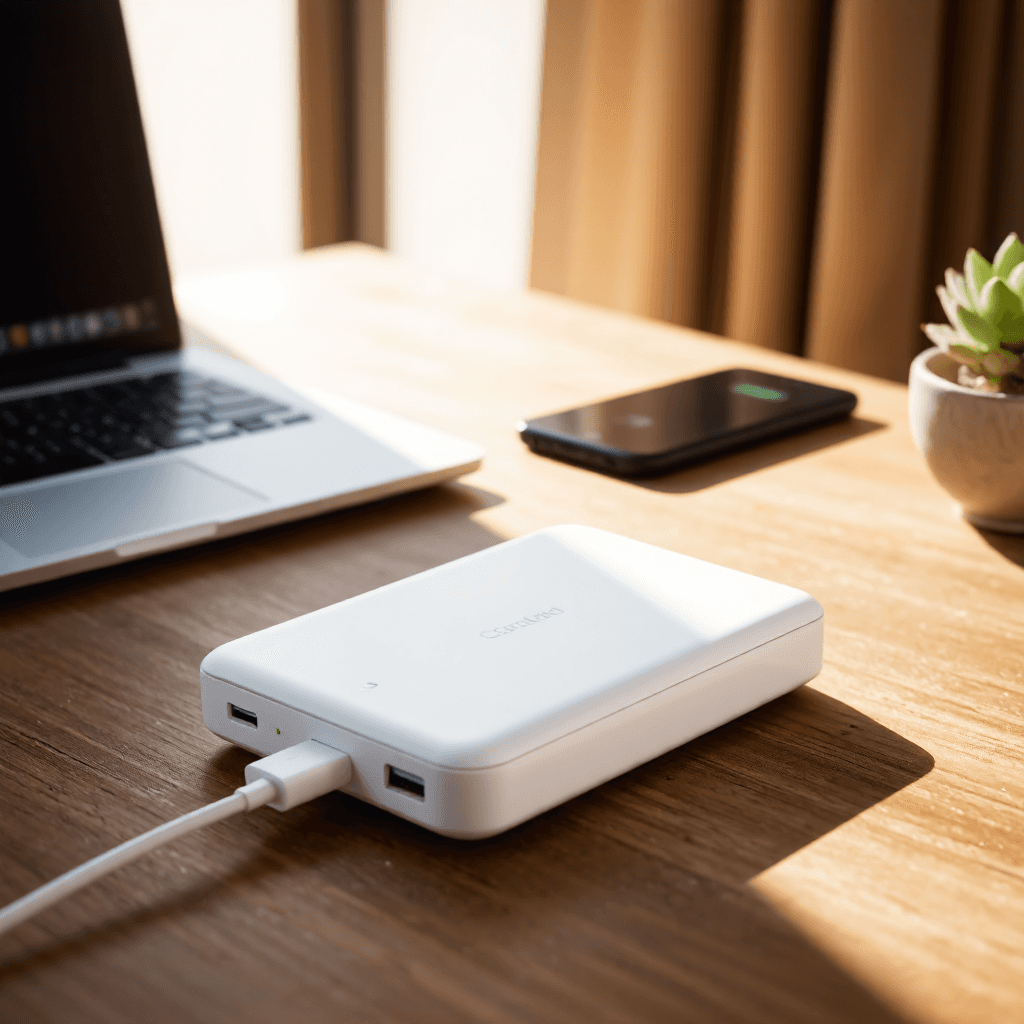 product photography of a portable power bank