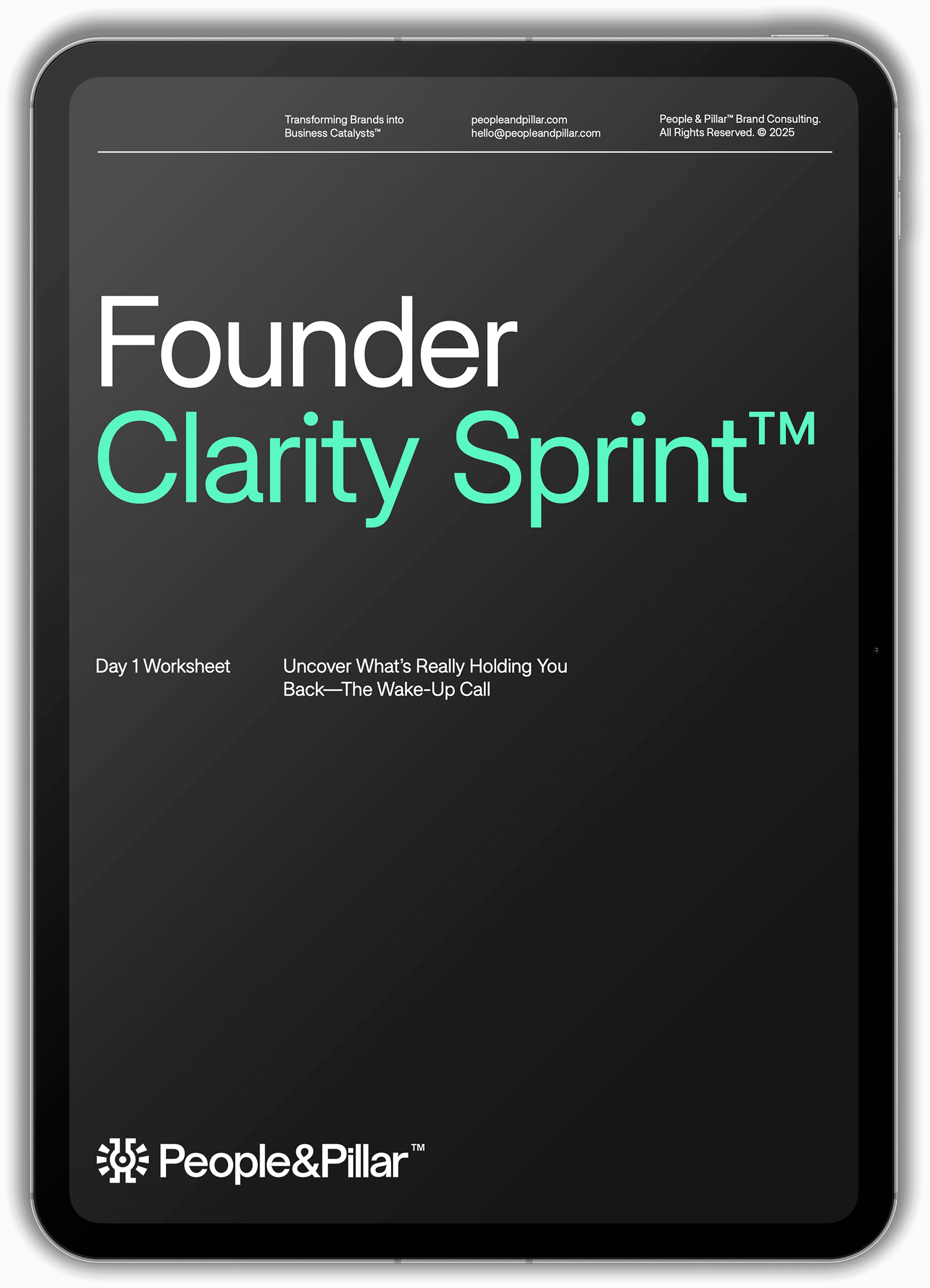 Founder Clarity Sprint toolkit on iPad