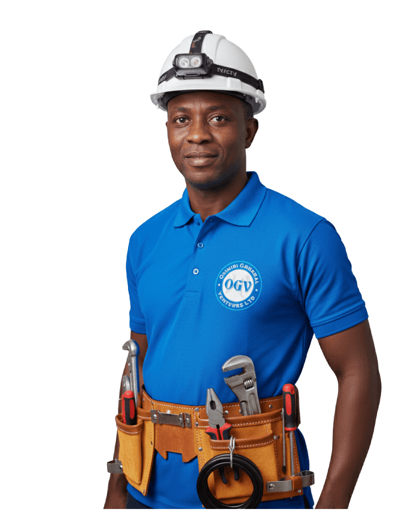 a man wearing a hard hat and holding a microphone (Background Removed) (Background Removed)