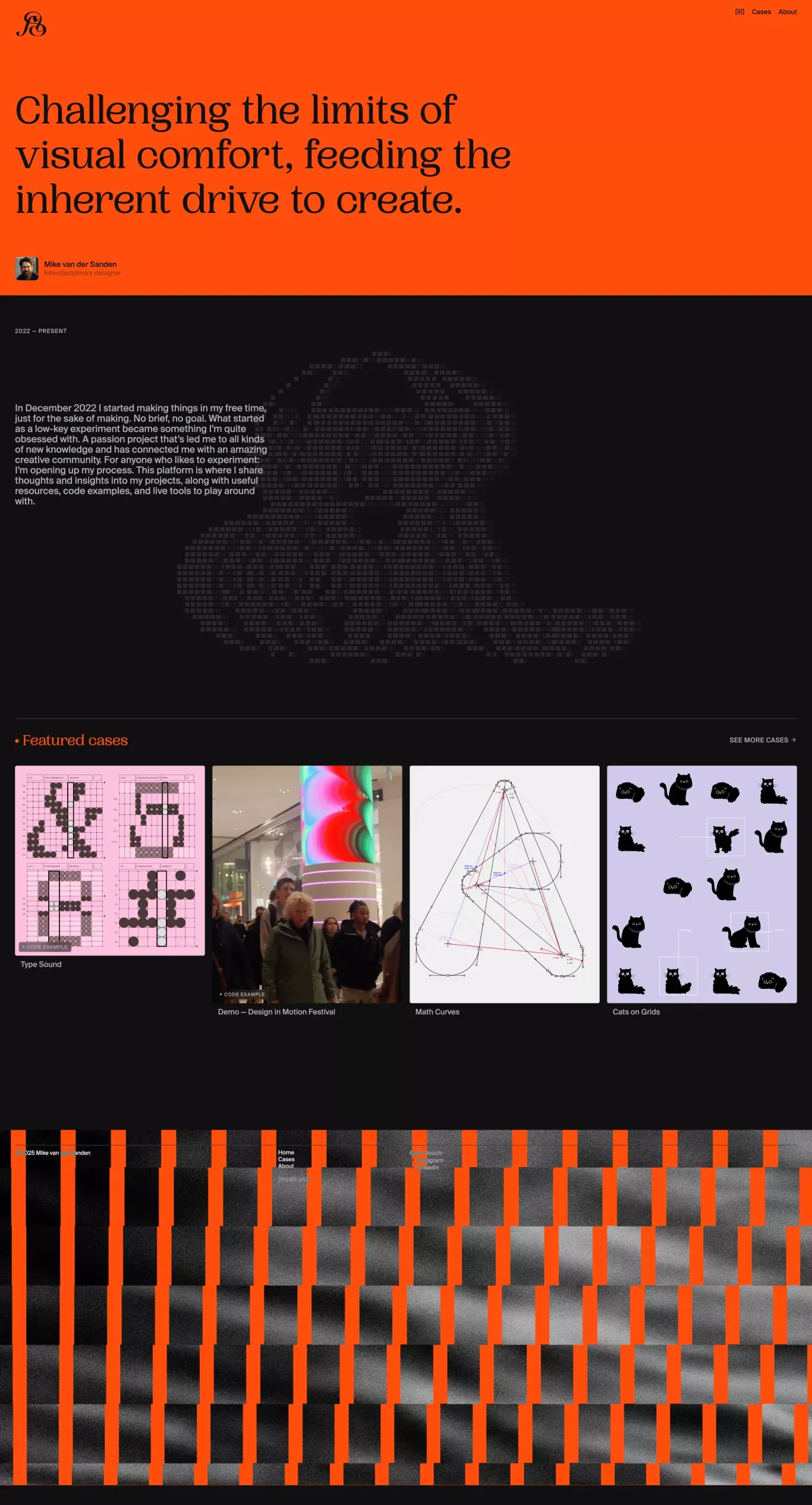 Mike van der Sanden portfolio page screenshot showcasing Design design