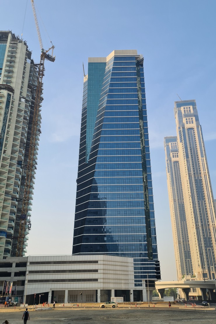 Prime real estate in Business Bay featuring the iconic architecture of Court Tower.