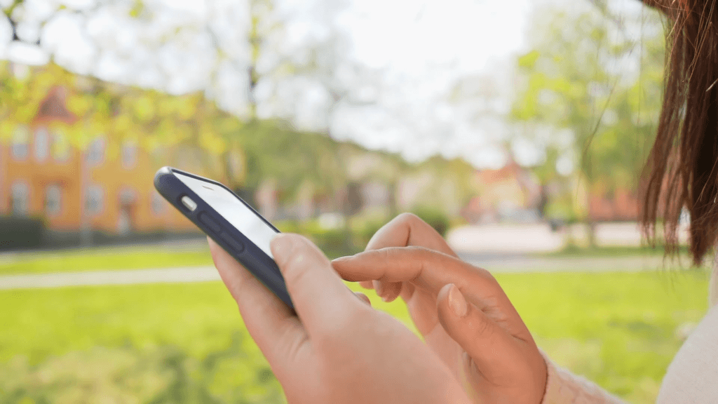 Scrolling through phone