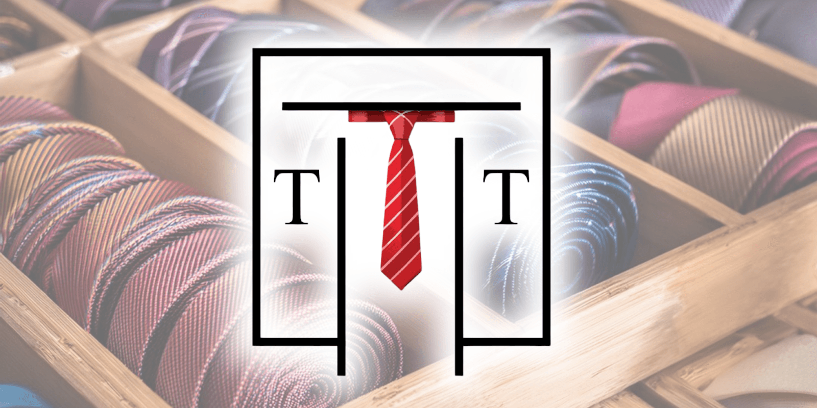 Logo of Talisman Tie, featuring a red tie and stylish font, representing luxury, craftsmanship, and personalized neckwear products.