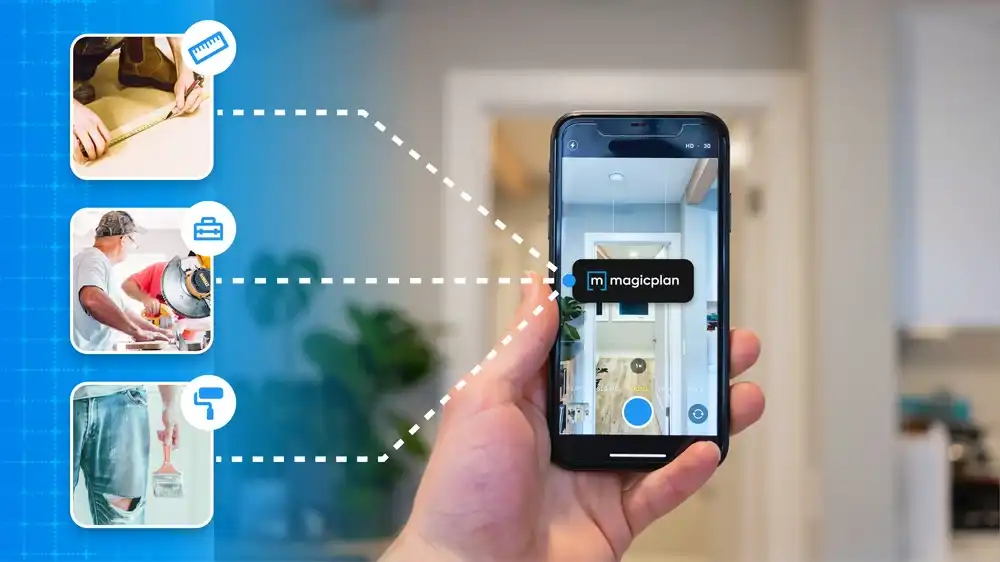 magische Plan-App zur Erfassung von Raumfotos und Messungen auf einem Smartphone zur Dokumentation