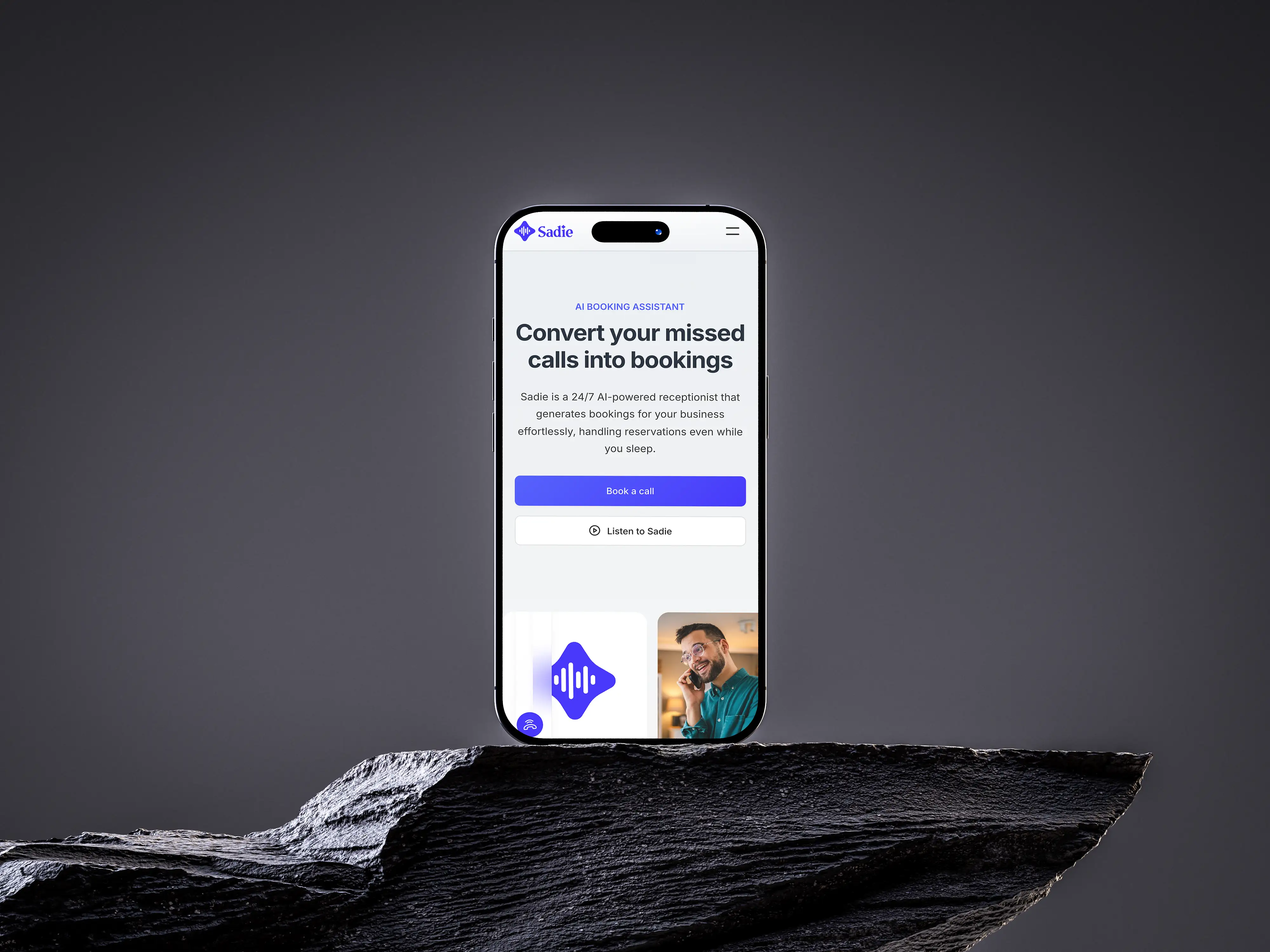 Sadie AI Host product interface screens