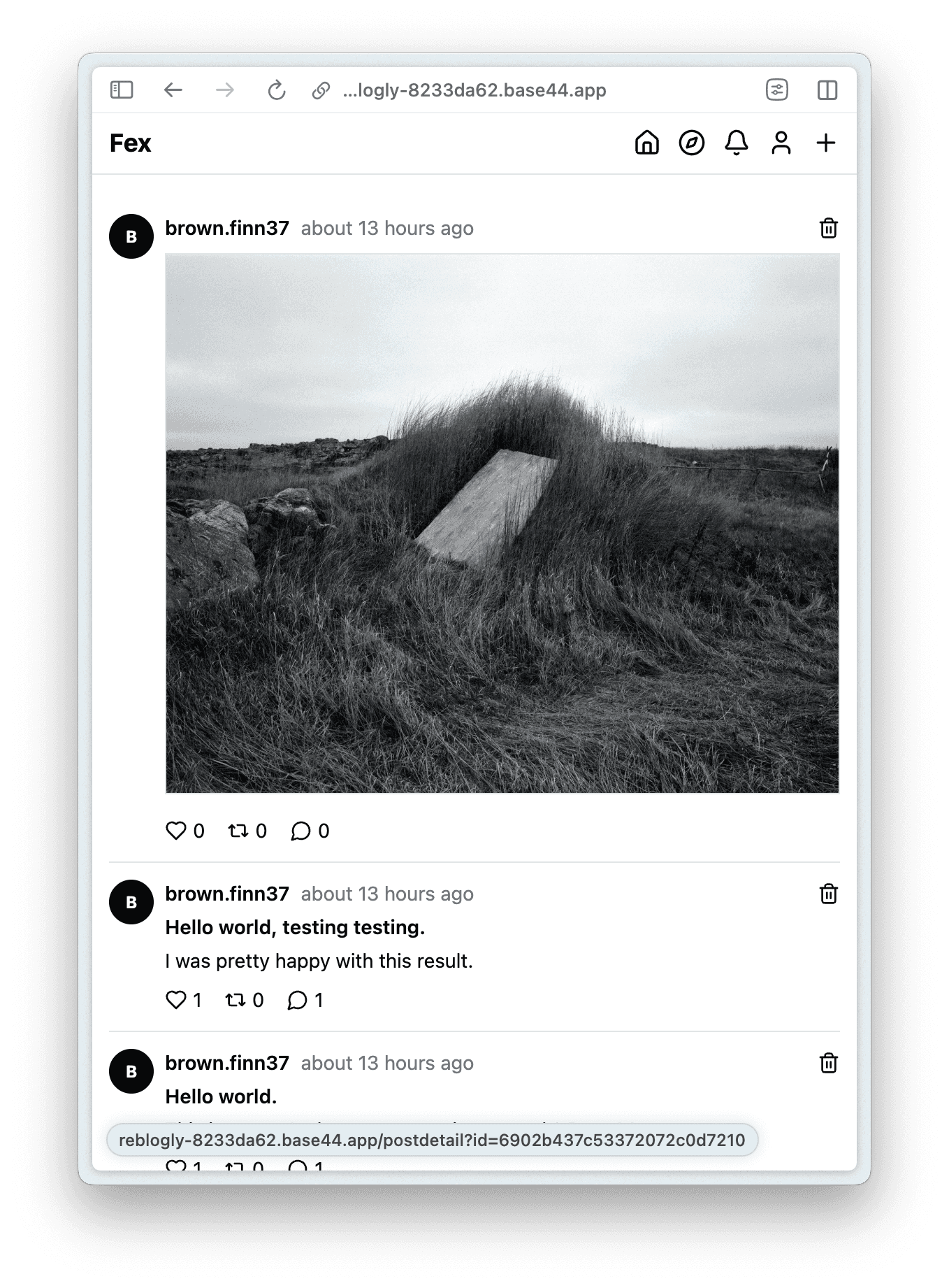 Tumblr clone built with Base 44. 