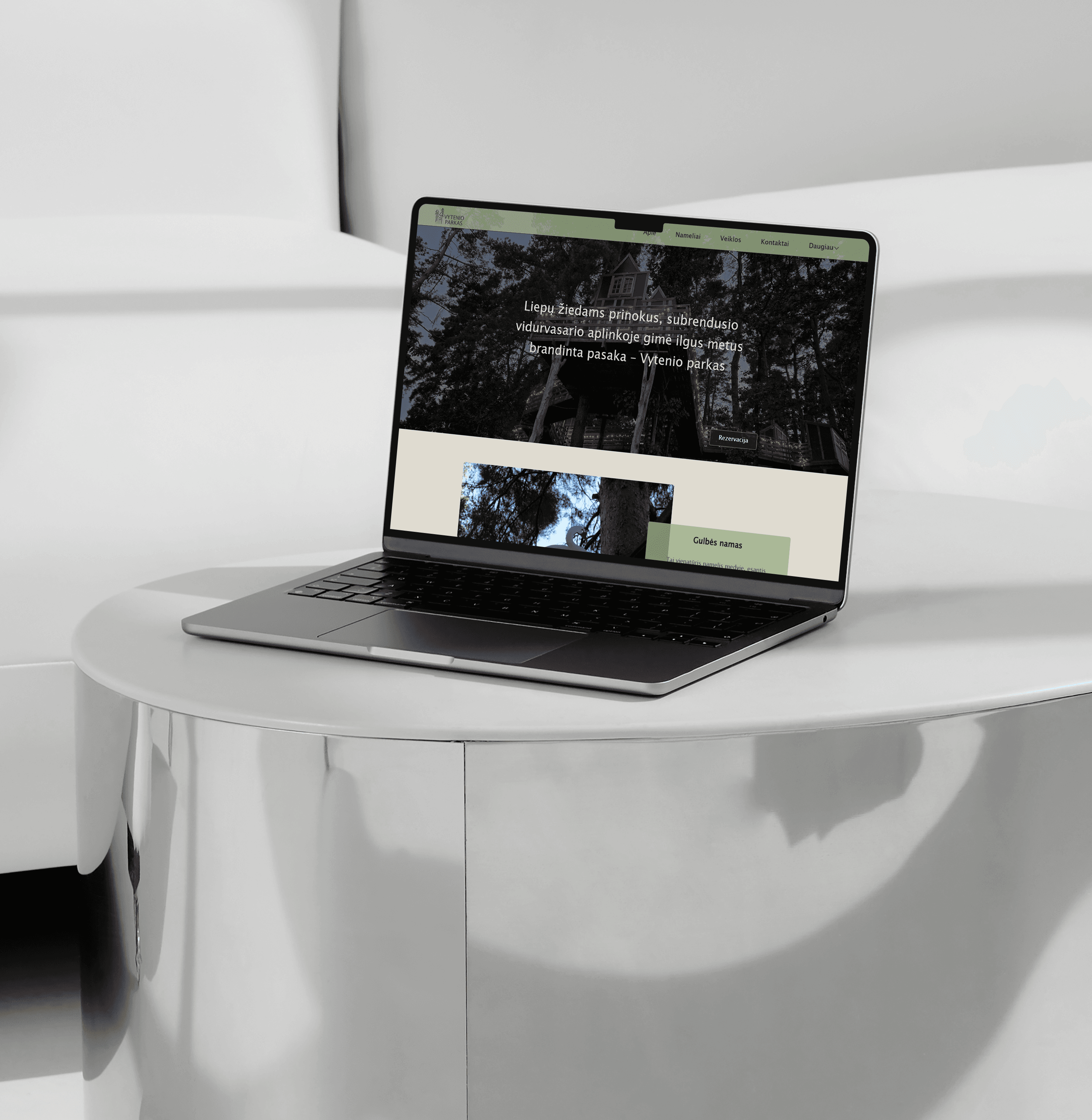 Vytenio Parkas is an authentic recreation project surrounded by nature. The website was to become the main channel of information and emotion.