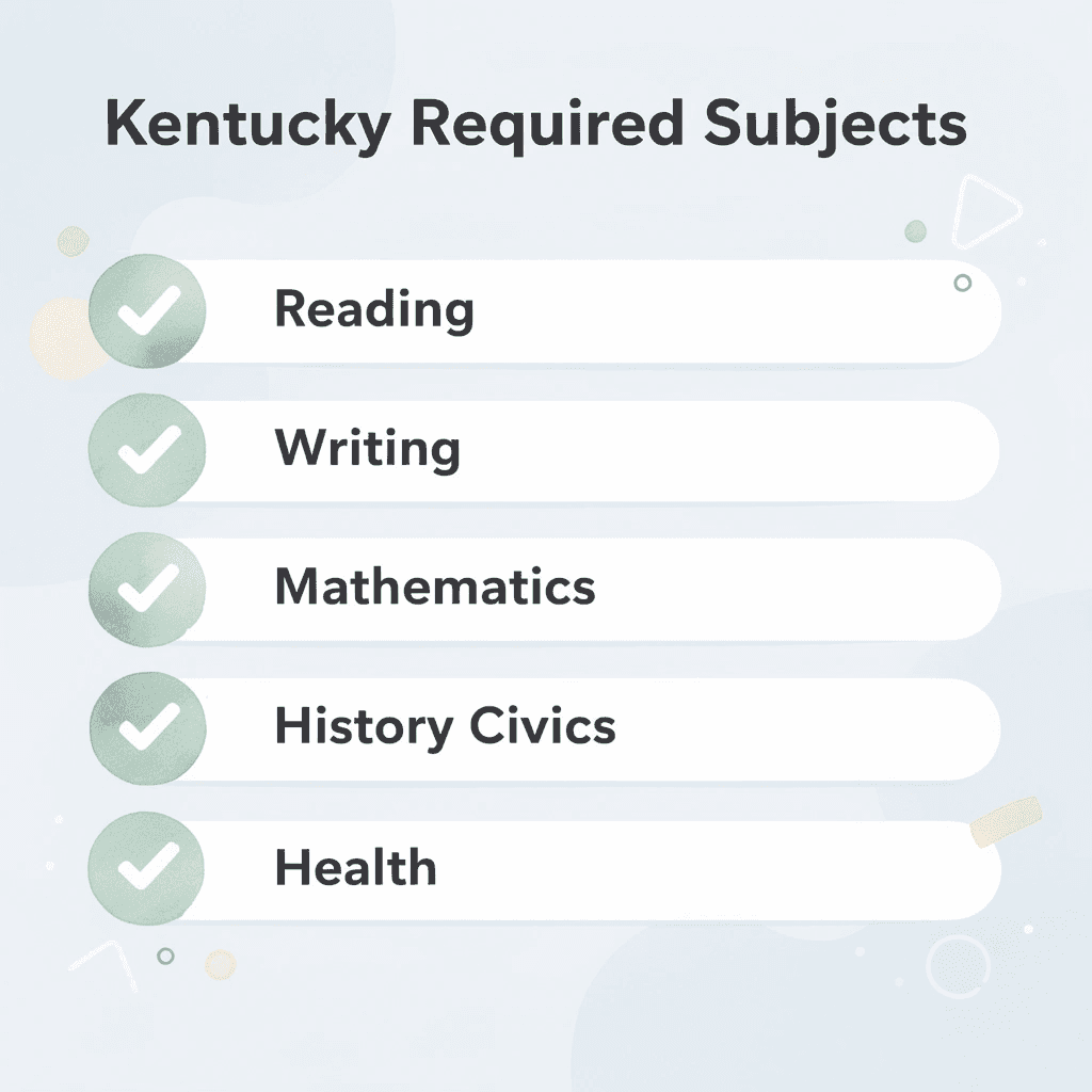 Checklist of Kentucky's required homeschool subjects