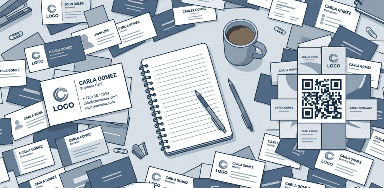 Vector illustration of messy business cards after a networking event