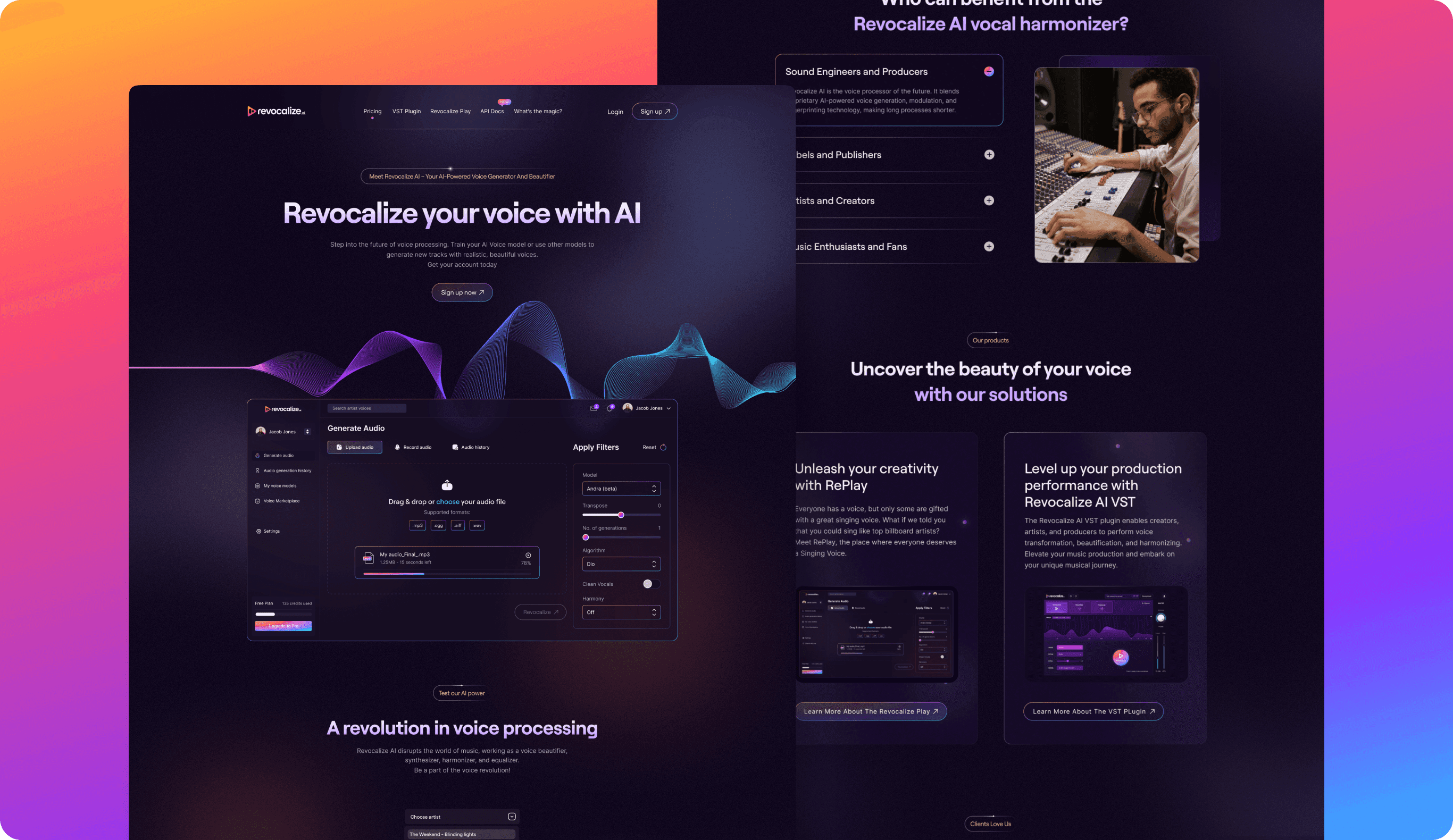 Clickguard landing page hero section on dark background