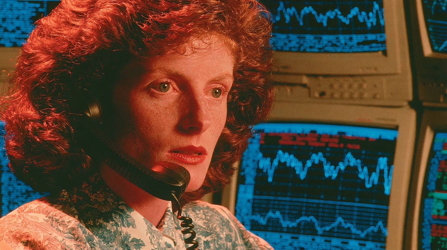 A voice-operations specialist listens to an active customer call while the spoken waveform and behavioral indicators respond in real time on the workstation