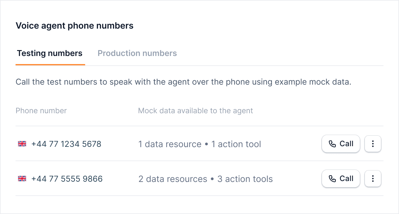 Gradient Labs voice agents testing numbers