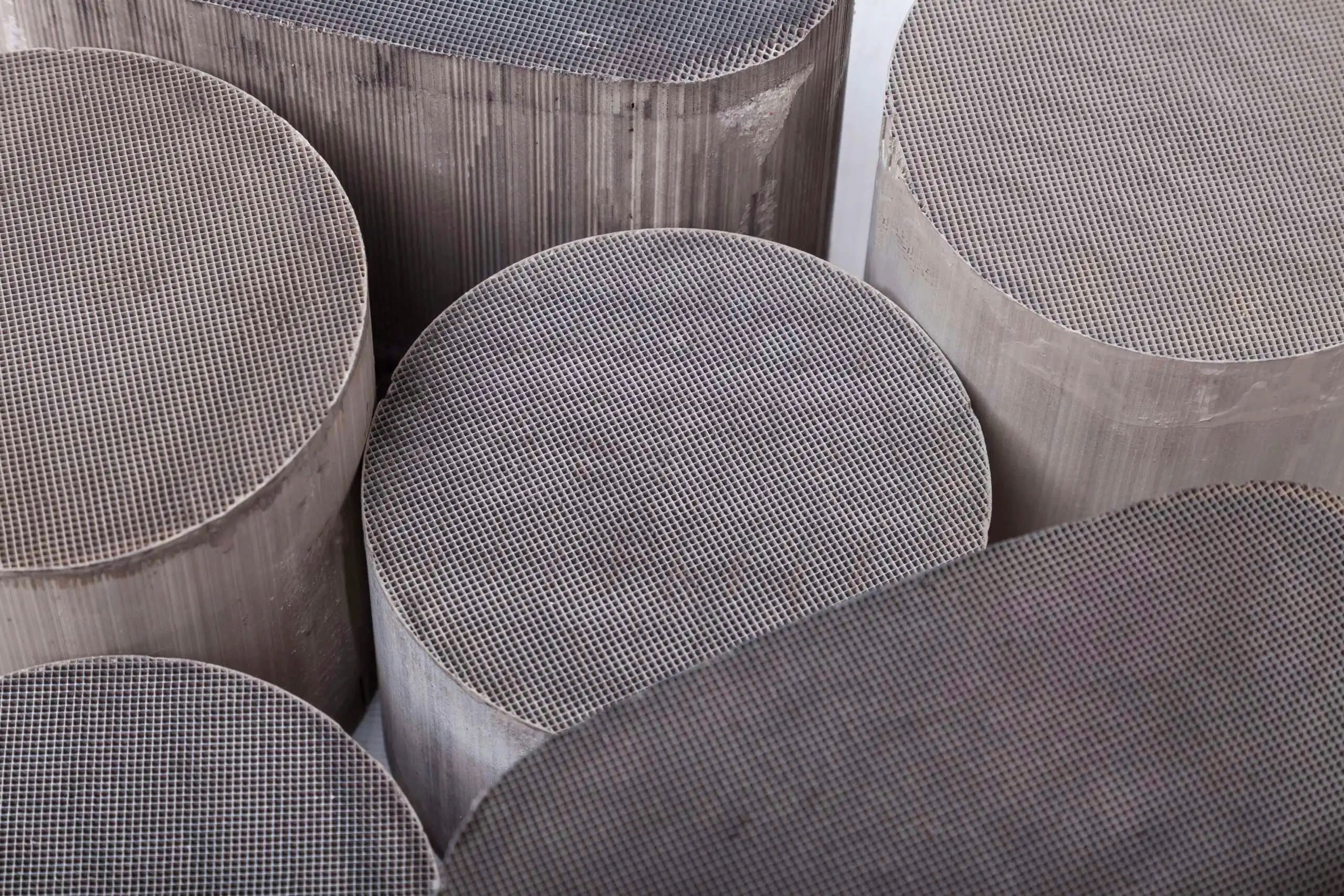 Raw catalytic converter substrate, containing platinum, palladium, and rhodium before refining